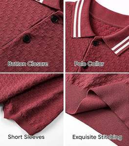 Chemise décontractée pour homme en maille unie teinte en fil, à manches courtes, boutonnée, respirante et légère, ODM - Product Image 2