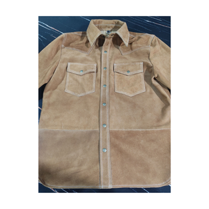 Camisas de Manga Larga para Hombre, Venta Caliente, Camisas de Cuero Genuino de Gamuza Real para Hombre, Personalizadas, Premium, al por Mayor, Camisa de Cuero Genuino de Moda - Product Image 1