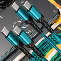 Cable de Datos Tipo-C a USB C, Precio de Fábrica, Carga Rápida, Sincronización Rápida, Cable Trenzado Resistente, Cable Estable para Teléfono Móvil y Computadora