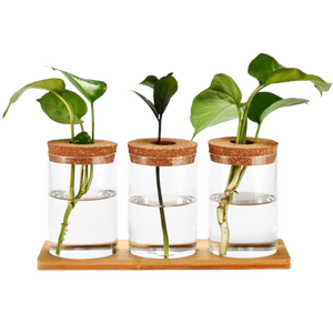 Vase à fleurs hydroponique au design simple en bois avec support en métal, prix de gros, vase en fer de luxe, décoration de mariage, prix de gros - Product Image 1