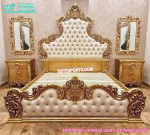 Ensemble de meuble de chambre à coucher avec finition métallique, en argent et blanc, Design Royal, moderne, Rococo, français, luxueux - Product Image 2