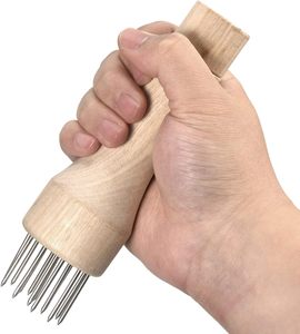 Ablandador de carne de acero inoxidable, clavos de aguja de mazo de carne herramientas de cocina con mango de madera para ablandar carnes bistec pescado - Product Image 3