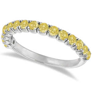 Bague en diamant jaune canari de 1,00 ct, alliance en or blanc 14 carats - Product Image 4