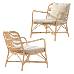 Sillón de Ratán Natural para Hotel con Asiento Acolchado, Sillas de Jardín de Ratán para el Hogar, Muebles de Interior y Exterior, Precio al por Mayor - Product Image 6