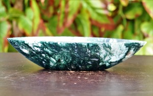 Cuenco de corte de Arca ovalada de ágata de musgo verde Natural, piedra curativa espiritual, meditación, piedra preciosa, manifestación, bandeja de mesa de Altar, regalo de decoración - Product Image 2