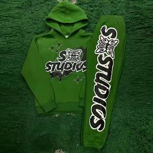 Chándal con cremallera completa para hombre, Sudadera con capucha y pantalones apilados, traje de correr de Otoño de 2 piezas, conjunto de ropa deportiva para hombre - Product Image 4