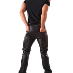 Leather Kilt with Red Stripes Black Faux Leather Fetish Clubwear Skirt - Product Image 3