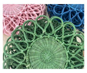 Boho Rattan Plate for Weddings: Handcrafted Eco Vietnam Rattan Plate & Wicker <b>Placemat</b> Adds Coastal Charm to Dining Tables - Product Image 3