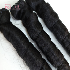 Funmi Paquets de cheveux vietnamiens à cuticule alignée vierge super doublement étirée Printemps Bouclés Couleur noire naturelle Haute qualité - Product Image 2