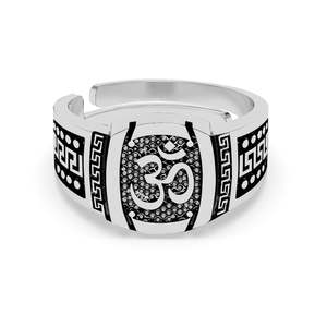 NOVAMART Fine Geometric Rhodium Plated 925 Sterling Silver Men's <b>Ring</b> with Zircon Stone Wholesale Export - Product Image 1