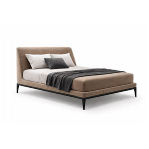 Karpathos Modern Upholstered <b>Platform</b> <b>Bed</b> | Italian Minimalist Luxury <b>Wooden</b>-Fabric <b>Bed</b> | Hotel & Residential Bedroom Furniture - Product Image 1