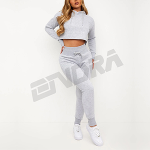 Sudadera con capucha recortada Core con cintura elástica Sudadera informal ligera y cómoda para uso diario y estilo de vida - Product Image 1