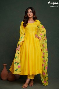 Tela de seda de organza de viscosa pesada y de moda, accesorio interior completo, Kurti tradicional indio de alta calidad con juego Dupatta de Surat - Product Image 5