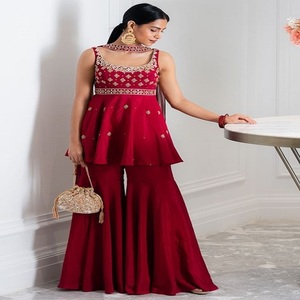 Robe de soirée de style musulman pour mariée, vêtements lourds en coton et georgette, costumes de pelouse pakistanaise, costumes pataila punk jabs - Product Image 2