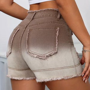 Casual Wear High Quality Mid Waist Customized Logo Distresses With Pocket Denim Shorts Light Weight Women Denim Shorts - Product Image 3