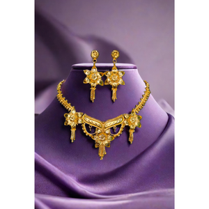 Dernier arrivage de boucles d'oreilles collier en plaqué or 22 carats ensemble de boucles d'oreilles collier au design unique pour femmes bijoux - Product Image 1