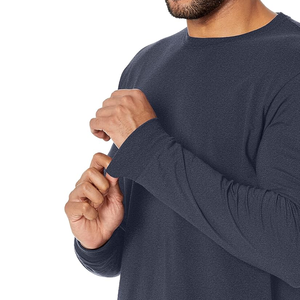 Camisetas de hombre de talla grande a la moda al por mayor personalizadas 100% algodón de alta calidad con mangas completas y colores sólidos - Product Image 5