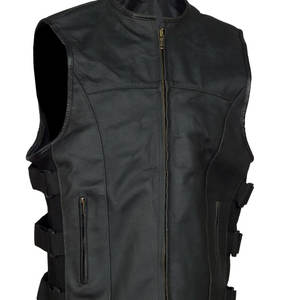 Custom Made <b>Men</b> Genuine Biker Leather <b>Vest</b> 2025 New Arrival <b>Men</b> Biker Real Cowhide Leather <b>Vest</b> In Wholesale Rate - Product Image 5