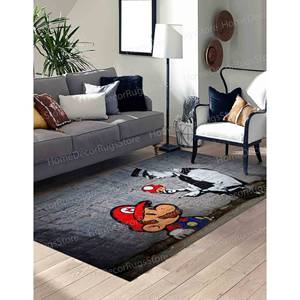 Tapis imprimé Graffiti Banksy Mario - Décoration d'art de rue moderne et luxueuse, tapis en chenille - Product Image 4