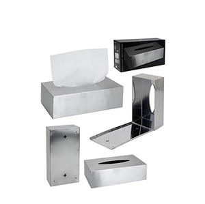 Porte-mouchoirs en acier moderne porte-boîte à mouchoirs en laiton transparent en verre de cristal avec produit de vente - Product Image 2