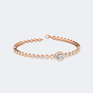 3.00 CTW Oval and Round Shape Diamond Tennis <b>Bracelet</b> in a Classic Continuous-Link Fine Jewelry Setting - Product Image 3