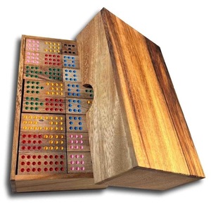 Jeu de dominos en bois coloré écologique d'ILAHI Double Six dominos avec boîte colorée et 28 pièces de haute qualité - Product Image 6