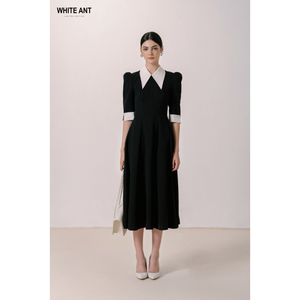 ชุดเดรสสำหรับผู้หญิงเดรสยาวสีดำชุดเดรสคารามัตทรงเอไลน์85% ผ้าโพลีเอสเตอร์15% สแปนเด็กซ์สั่งทำได้จากเวียดนาม - Product Image 1