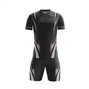Tenues de football professionnelles coupées automatiquement pour adultes – Maillots et ensembles de football personnalisables avec nom d'équipe imprimé, respirants, en maille courte, col en V - Product Image 2