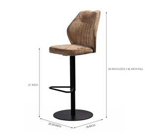 Tall <b>Lounge</b> Bar Stool with <b>Cushioned</b> Tan Brown Seat Modern Bar <b>Chair</b> with <b>Cushioned</b> Tan Faux Leather Seat and Tall Base - Product Image 6