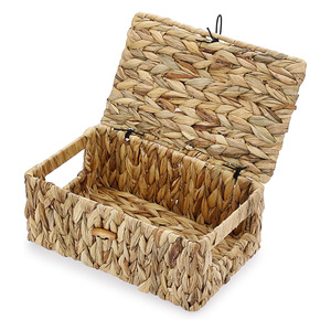 Boîte de rangement pliable en jacinthe d'eau, conteneurs de haute qualité, paniers à couvercle, organisateur - Product Image 6