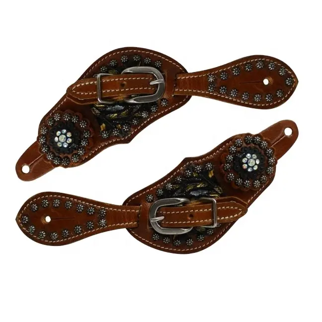 Affordable Handmade Spur Strap With Stud Work & Crystal Concho Top Wholesale Manufacturer Supplier