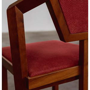 เก้าอี้รับประทานอาหารทรงหกเหลี่ยมไม้เนื้อแข็งทันสมัยพร้อมเบาะหุ้มผ้า, เก้าอี้จัดเลี้ยงร้านอาหาร, เบาะผ้าสีแดง เฟอร์นิเจอร์ไม้ - Product Image 6
