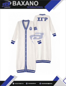 DST Sorority Winter <b>Long</b> <b>Cardigan</b> Duster Sweater Royal Blue Accents Front Embroidered for Logo Full-<b>Length</b> - Product Image 4