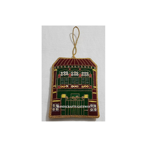 Última producción forma rectangular diseño personalizado Zari bordado trabajo adorno de Navidad para el hogar y la decoración del árbol propósito - Product Image 1
