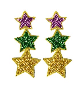 Mardi Gras Máscara artística-Joyería temática Pendientes de cuentas hechos a mano de La India para regalos de bodas Chapado en oro FAT TUESDAY Celebration - Product Image 4