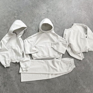 Alta calidad 100% 450 Gsm algodón cremallera completa pesada de gran tamaño recortada con capucha para hombres logotipo personalizado abrigo de invierno liso holgado para hombres - Product Image 5