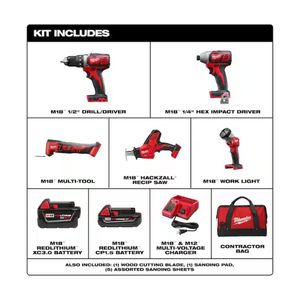 ชุดเลื่อยไฟฟ้าไร้สายลิเธียมไอออน 18 โวลต์ (7 เครื่องมือ) แบตเตอรี่ 2 ก้อน 3.0 แอมป์ชั่วโมง ที่ชาร์จ 1 ตัว กระเป๋าเครื่องมือ 1 ใบ - Product Image 6