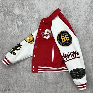 Veste pour homme varsity Logo personnalisé Manches en cuir Broderie Noir Couple Collège Baseball Veste pour homme Veste de baseball noire - Product Image 3