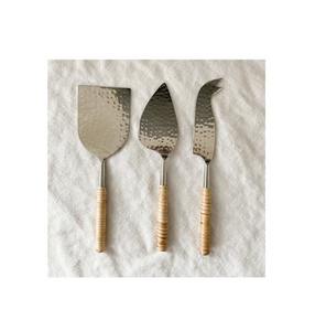 Juego de queso de servidor de ensalada de acero inoxidable de ratán natural perfecto para utensilios de cocina de boda y juego de queso de fruta - Product Image 1