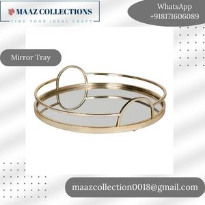 Bandeja de cristal de espejo personalizada de alta calidad, bandeja de servicio de acero inoxidable hecha a mano, nuevo diseño de patrón plateado, más vendido para el hogar - Product Image 3