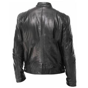 Chaqueta de Cuero Personalizada para Hombre Estilo Americano, Cuello Punk para Adolescentes, Lona Teñida Lisa para Comercio Exterior, Chaqueta para Hombre - Product Image 2