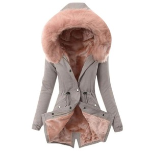 Wholesale High Quality Custom Zipper Hooded Parka Jacket for <b>Ladies</b> Winter Thick Hooded Cotton Padded Women Parka Jacket - Product Image 6