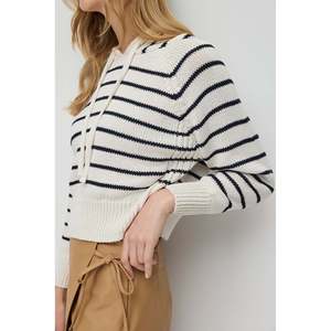 Suéter de Punto con Capucha a Rayas 100% Algodón para Mujer, Transpirable, Estilo Coreano Informal, Largo, con Logotipo Estampado en la Parte Delantera, para Invierno y Otoño - Product Image 3