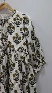 Femmes de haute qualité été élégant robe florale Long bloc imprimé coton naturel décontracté Midi Mini lâche Silhouette parole longueur - Product Image 4