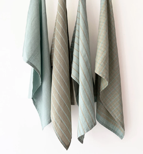 Ensemble de torchons de cuisine en coton suspendus avec un imprimé mosaïque bleu et vert complexe, disponible à prix de gros. - Product Image 6