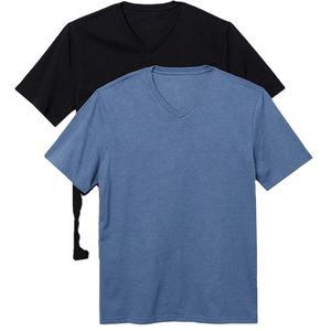Camiseta de Algodón con Cuello en V para Hombre, Precio de Fábrica al por Mayor, Impresión de Logotipo Personalizado, Camisetas Básicas Lisas con Cuello en V para Hombre, Camisetas Lisas de Talla Grande OEM - Product Image 4