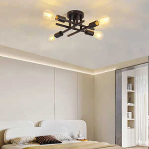 Lámpara de Techo <span class=keywords><strong>LED</strong></span> Moderna Minimalista Semiempotrada - Lámpara Colgante de Hierro Negro para Dormitorio y Sala de Estar - Product Image 3