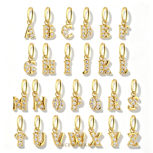 จี้ตัวอักษร CZ Pavé |   จี้ตัวอักษรประดับเพชรซิร์คอน ชุบทอง 18K PVD บนสแตนเลสสตีล |   กันน้ำและไม่หมองคล้ำ - Product Image 5