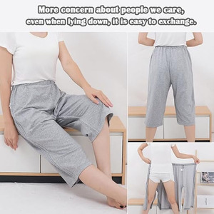 Robes de patient pour soins hospitaliers, unisexe, en tissu jersey, pour patients alités, fermeture éclair latérale, détachable, matière en coton doux - Product Image 6
