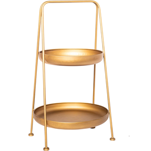 Artisanat, support à gâteau en laiton à 3 niveaux, forme ronde, support de présentation, vaisselle, plaqué or antique, mariage, anniversaire, outils pour gâteaux - Product Image 4